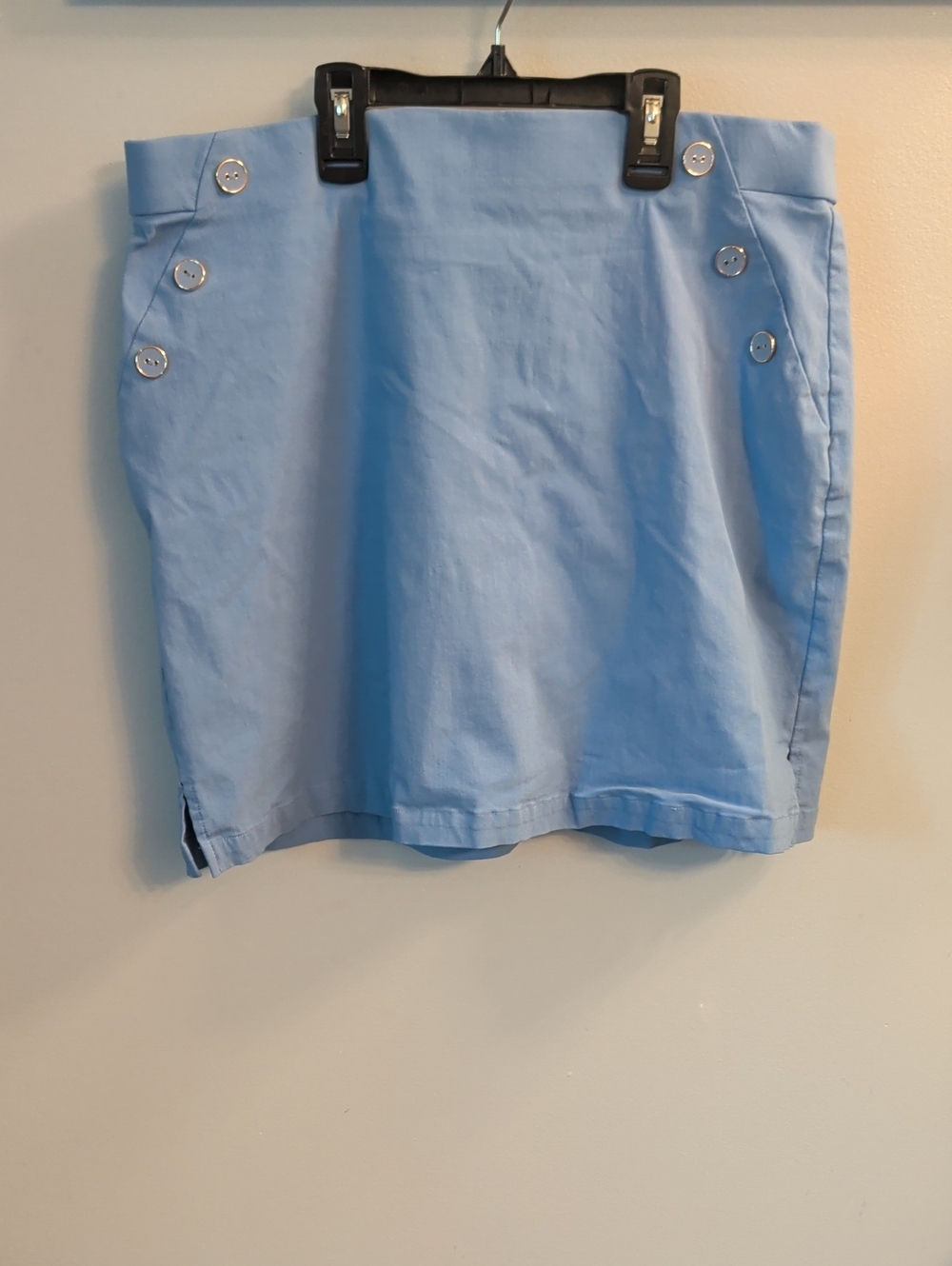 🍉Rafaella Pastel Blue Mini Skirt with Silver Button Detail